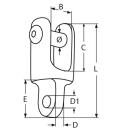 Gelenk für Ankerkettenwirbel Edelstahl A4 67mm,...