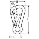 Karabinerhaken asymmetrisch Edelstahl A4