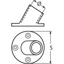 Relingfuß mit runder Grundplatte, 60Grad Edelstahl A4 71,0mm, für Rohr 25mm 1 Stück