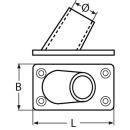 Relingfuß mit rechteckiger Grundplatte, 60Grad Edelstahl A4 78x43mm, für Rohr 22mm 1 Stück