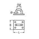 Decksplatte eckig Edelstahl A2 50x40mm, Bügel 8mm 10 Stück