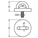 Augplatte rund mit Gewinde Edelstahl A2 40mm, Bügel 6mm, M8x23mm 10 Stück