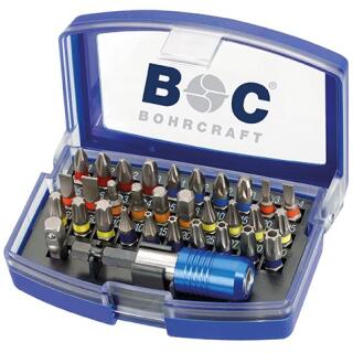 Bohrcraft Schrauber-Bits 1/4Zoll Schaft in Kunststoff-Box PB 32-3 32-tlg.Schlitz3-6/PZ+PH 1-3 /Tx+TT10-40/SW3-6