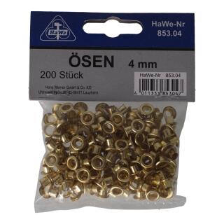 Ösen vermessingt 4 mm 200 Stück