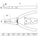 Sprengringzange, gebogen, für Außensprengringe, 180 mm