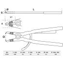 Sprengringzange, gerade, für Außensprengringe, 500 mm