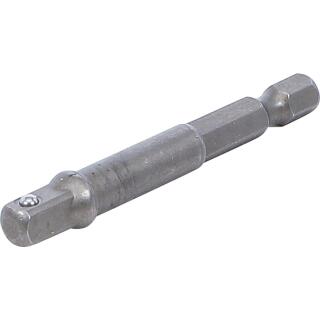 Adapter für Bohrmaschinen, Antrieb Außensechskant 6,3 mm (1/4 Zoll) / Abtrieb Außenvierkant 6,3 mm (1/4 Zoll)