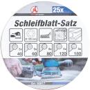 Schleifblatt-Satz für Exzenterschleifer, Ø 125 mm, K 40 - 180, 25-tlg.